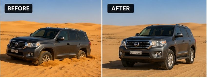 Before and after recovery photos