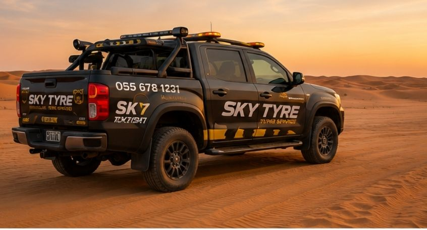 SkyTyre rapid response emergency recovery vehicle in the Dubai desert